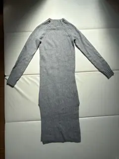 Hollister グレー リブ編み長袖ニットワンピース XS