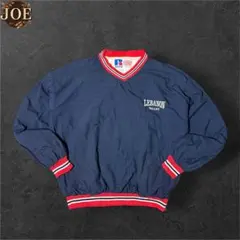 90sRUSSELLナイロンプルオーバーXL刺繍ロゴVネックビッグサイズ古着のサムネイル