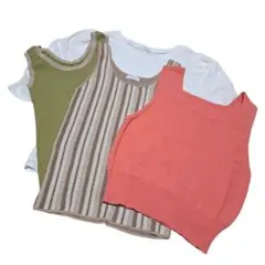 夏服まとめ売り4点 ローリーズファーム サマーニット パフスリーブ Tシャツ Fのサムネイル