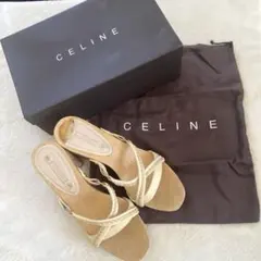 【CELINE】ウッドサンダル サイズ38 ヒール9cm 箱＆袋ありのサムネイル