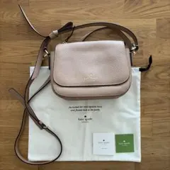 【新品同様】ミニフラップ ショルダー ケイトスペード レザー くすみピンク
