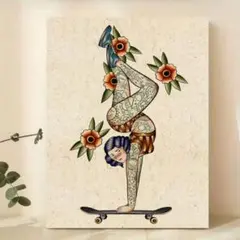 アートポスター　インテリア　リビング　ミッドセンチュリー　タトゥー　カフェ　A3