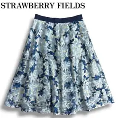 STRAWBERRY FIELDS 立体花柄刺繍スカート ブルー S 1サイズのサムネイル
