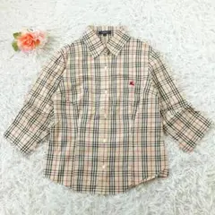 美品◎バーバリーロンドン 七分丈シャツ ベージュ 白茶 ノバチェック ホース