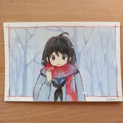 手描きイラスト オリジナル 原画 アナログイラスト 女の子