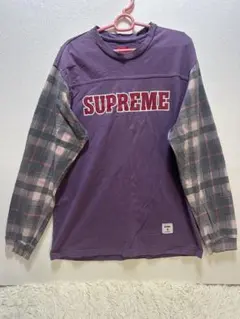 Supreme 長袖 カットソー パープル チェック