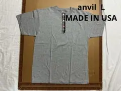 アメリカ製 anvil ヴィンテージ ヘンリーネック Tシャツ グレー Lのサムネイル