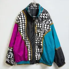 LAVON ナイロンジャケット 総柄 90s 派手 奇抜 マルチカラー L
