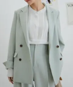 VIS ビス 【洗える】ウールライクメランジジャケット ライトグリーン・sサイズ