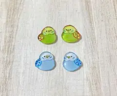 インコさんのピアス(4個セット)