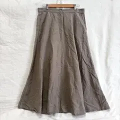 ZARA ロング フレアスカート Aライン 大人カジュアル ママコーデ 茶 Lのサムネイル