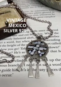 ヴィンテージ MEXICO 925 シェル モザイク インレイ ネックレス