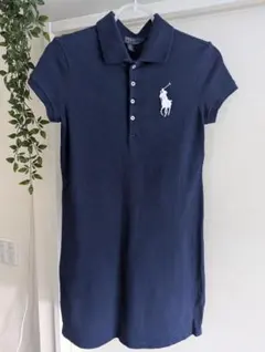 ポロ・ラルフローレン 紺ｘ白ポロワンピース150cm