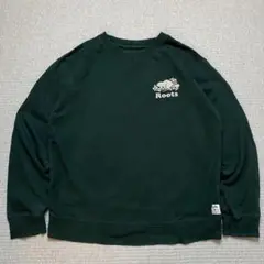 Roots スウェット グリーン 胸元ロゴ カナダ レアアイテム