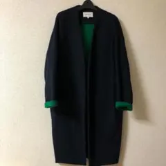 新品同様　enfold エンフォルド　ウールリバー　ノーカラーコート　ネイビー