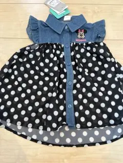 ☘️新品タグ付き☘️フタフタ✳︎ミニー✳︎水玉デニム✳︎シャツドレス✳︎90センチ