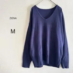 ZIENA ジエナ Vネック ニット セーター パープル M 綺麗め 袖リブ