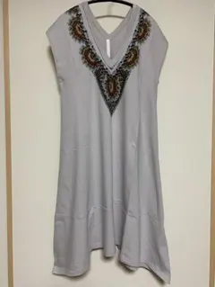 sunaokuwahara グレー ノースリーブチュニックワンピース