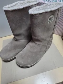 SOREL グレー ムートンブーツ ファー付き - メルカリ