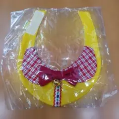 ペット首輪　スタイ猫犬用 イエロー 赤チェック柄