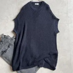 極美品✨ IENA イエナ サマーニット ベスト ネイビー ゆったりサイズ
