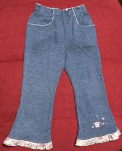 110サイズ　EKUBO 裏起毛　紺　女　長ズボン　パンツ　刺繍　レア　子供　冬