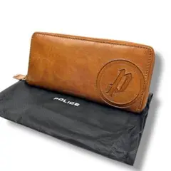 【美品】POLICE ラウンドファスナー 長財布 レザー ブラウン