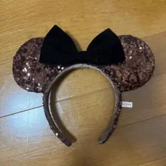 ミッキー耳カチューシャ ブラウン スパンコール