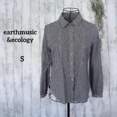 アースミュージック&エコロジー/シャツ 長袖 チェック ネイビー ホワイト
