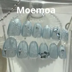 No.13 ブルーカラー ネイルチップ 星空 ネイル 推し活 ライブネイル