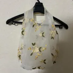 刺繍ホワイトシフォンエコバッグ
