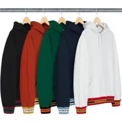 18AW シュプリーム ストライプ リブ ロゴ フーディー スウェットシャツのサムネイル