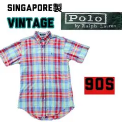【90sヴィンテージ】ラルフローレン マドラスチェックシャツ ボーイズL 希少