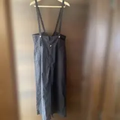 サスペンダー付きハイウェストツイルパンツ