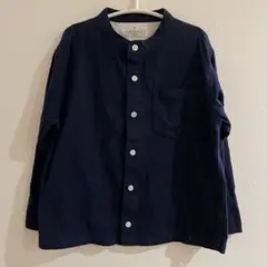 無印良品　フランネルスタンドカラーシャツ　ネイビー 長袖 120cm①
