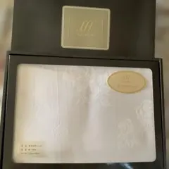 SUN HERO 花柄刺繍フラットシーツ シングル ロング 白　薔薇柄