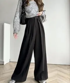 【クラシカルエルフ】ハイウェスト　ワイドパンツ ブラック