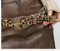 ヒョウ柄 ベルト 金色バックル 平成ブーム ギャル