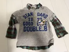 DOUBLE.B 長袖Tシャツ チェック柄袖　100センチ　ミキハウス