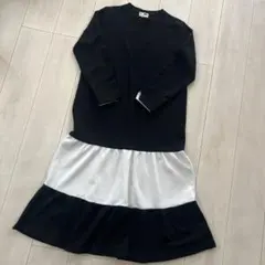 ロングワンピース　白黒　モノトーン　長袖