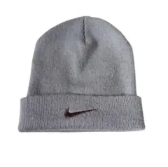 00s NIKE 刺繍ロゴ ビーニー ニット帽 ライトブルー Y2K TECH