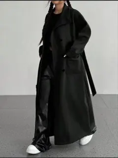 SHEIN 44528023 オーバーサイズ ブラック ロングコートのサムネイル