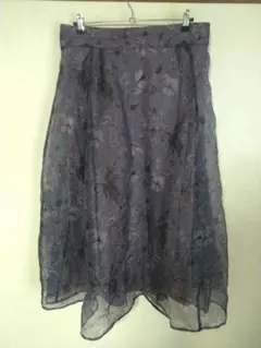 CLETTE 花柄シアーロングスカート 4L パープル 大きいサイズ