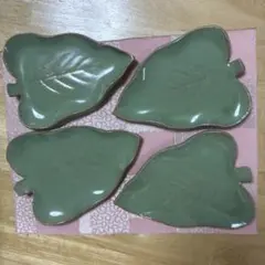 【美品】信楽焼　兼山　葉っぱ型 豆皿 4枚セット 陶器 小皿　作家　手作り