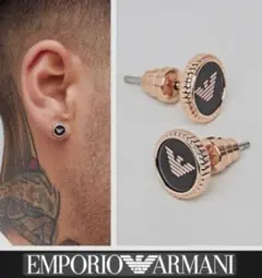 EMPORIO ARMANI ピアス ゴールド ブラック ローズ