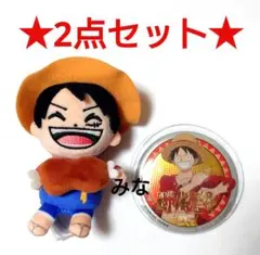 ワンピース USJ コレクタブルマスコット ぬいぐるみ 缶バッジ ルフィ