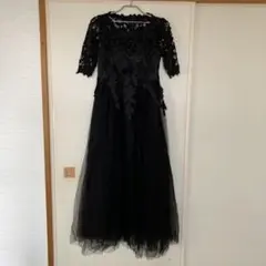 ブラック レース チュール ロングドレス★1度着用のみ美品です