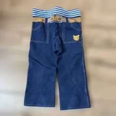 100 ミキハウス ネイビー クマ刺繍 スパッツ