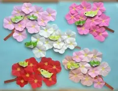 折り紙　壁面飾り【2月】梅の花とうぐいす②