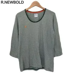 R.NEWBOLD 單點 條紋 刺繡 棉 綠色 T恤